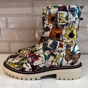 Unique MIA Florence Custom Floral Foil Moto Boots size 6.5 Reworked